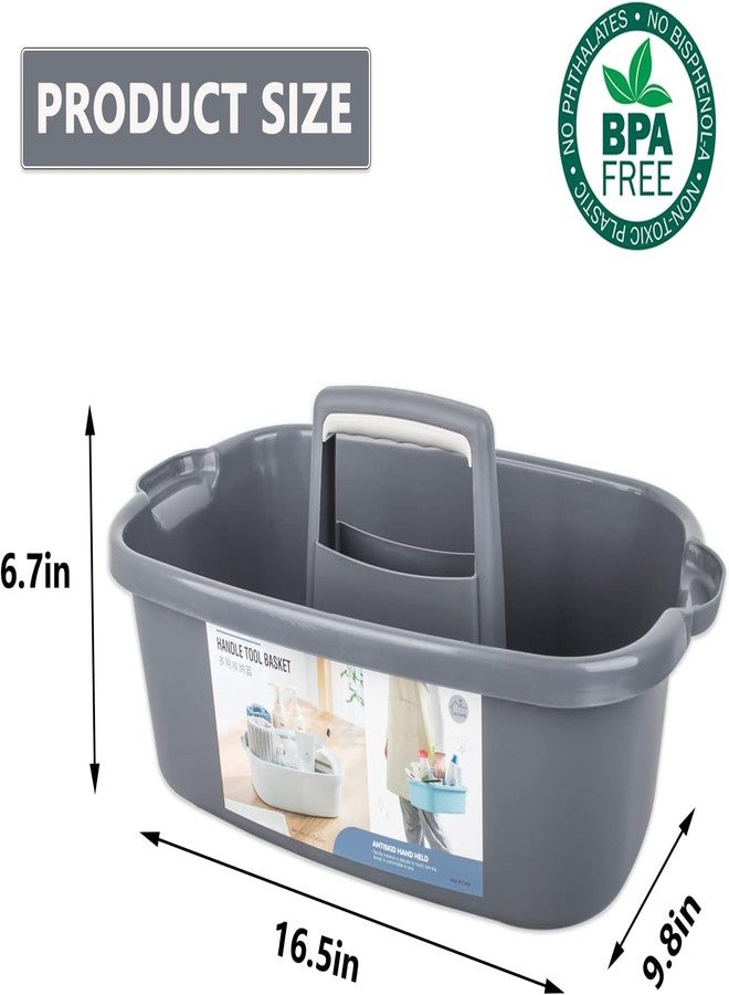 AMPLIN Large Cleaning Supplies Caddy Portable Shower Basket Supply Organizer with Handle Plastic Bucket Tool Storage for Bathroom, Bedroom, Kitchen, College Dorm, Garden, Dark Gray - Image 3
